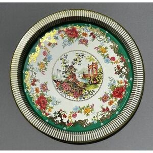 Vintage Daher‎ Decorated Ware Gold Floral Garden Tin Tray Made in England 10.25"